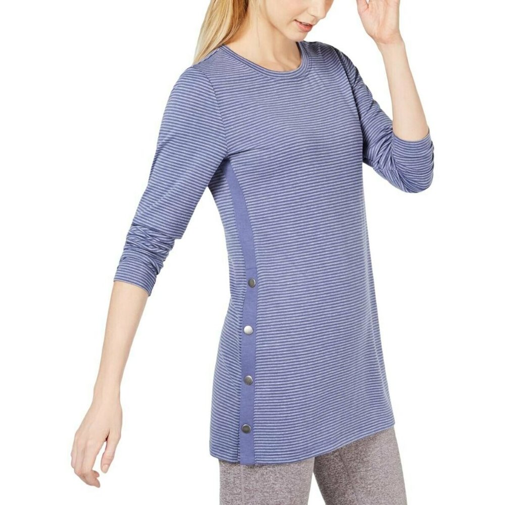 Ideology Snap-Side Long Sleeve Striped Tunic